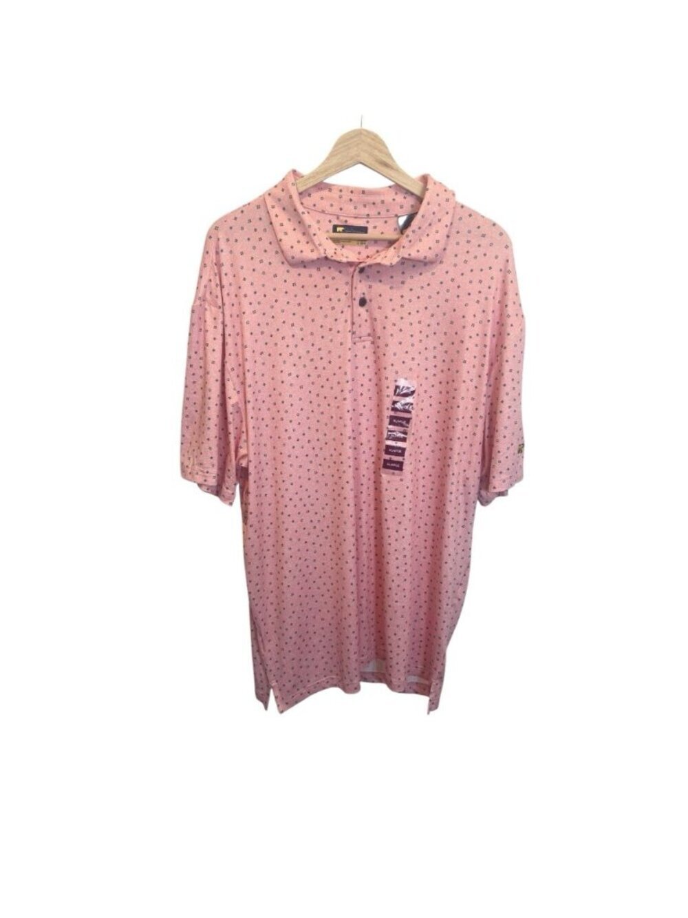 Jack Nicklaus Pink Geometric Polo Golf Shirt XL Short Sleeve Golden Bear Logo